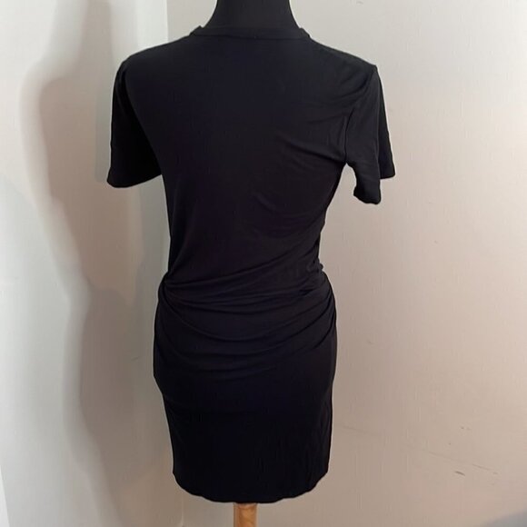 ARITZIA Wilfred Free Womens Bair Tie Wrap Dress Black Short Sleeve Crew sz xxs - Picture 3 of 8